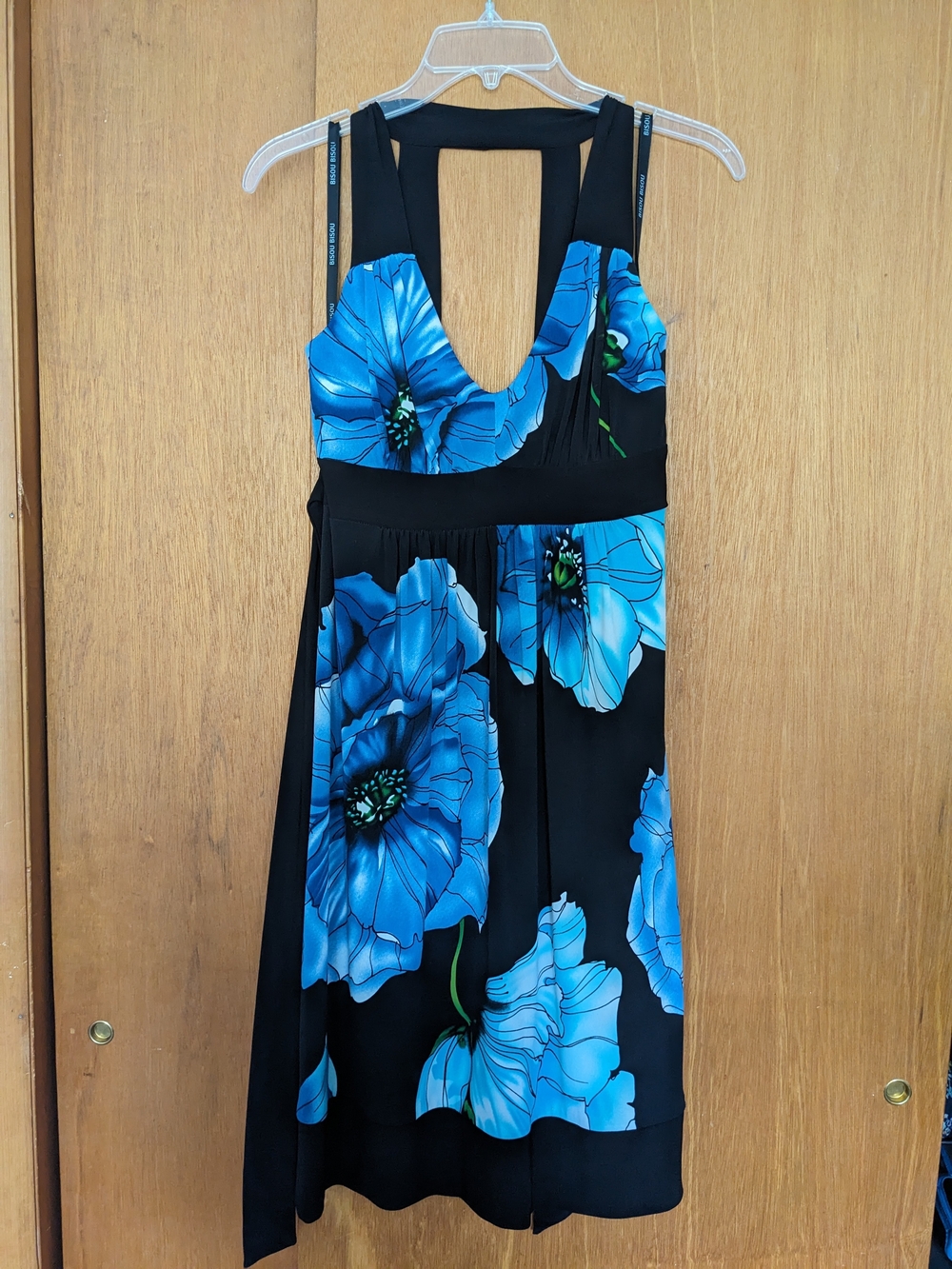 Bisou Bisou Black Dress with Blue Floral Print